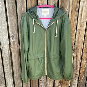 Weatherproof Vintage Large Green Utility Jacket Hood Zip Front Lightweight L